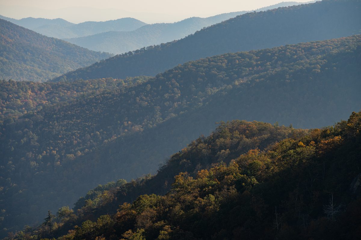 The lush rolling Shenandoah Mountains in Virginia.
