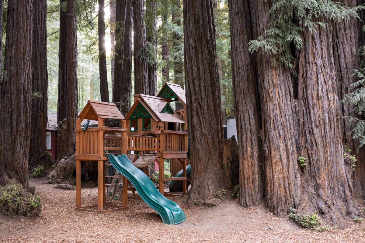 children's playground at Santa Cruz Redwoods RV park 