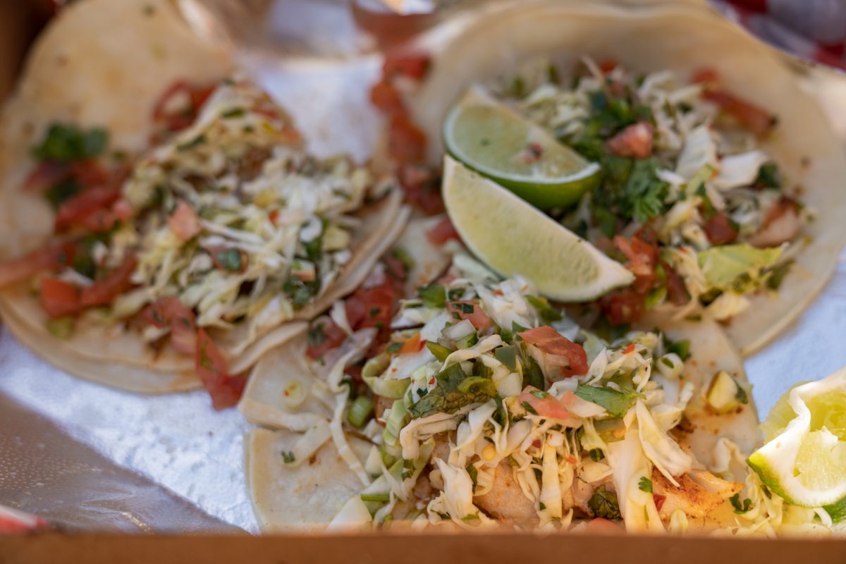 The fish tacos from Stagnaro Bros on the Santa Cruz Wharf in Santa Cruz, California.