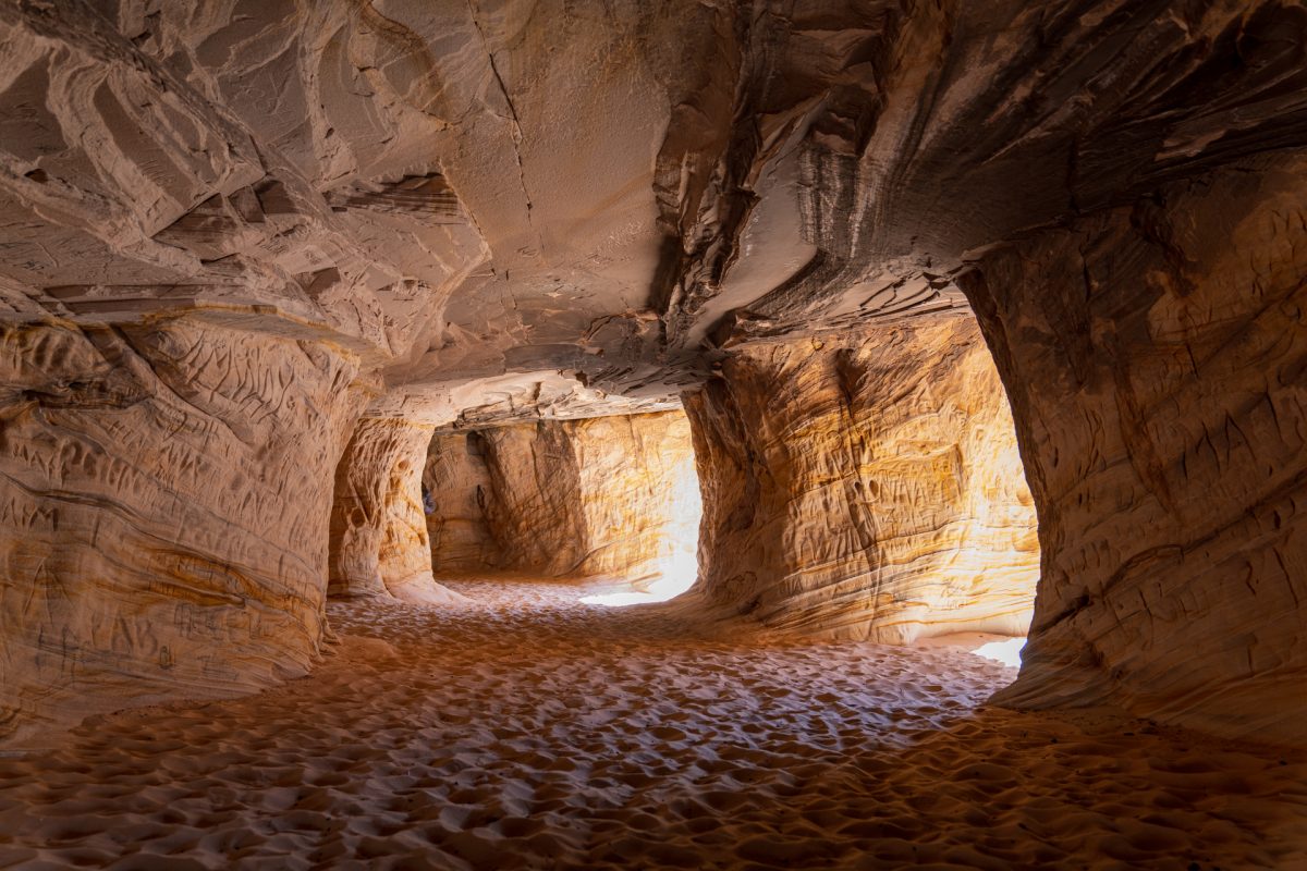 The inside of the sand caves located near Kanab, Utah.