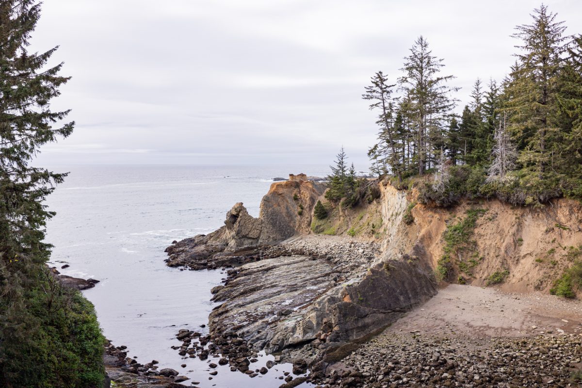 Norton Gulch seen from the Cape Arago Trail in Coos Bay, an Oregon camping destination.