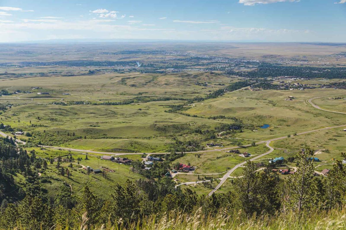 View of rolling hills and horizon from Lookout Point in Casper, Wyoming
