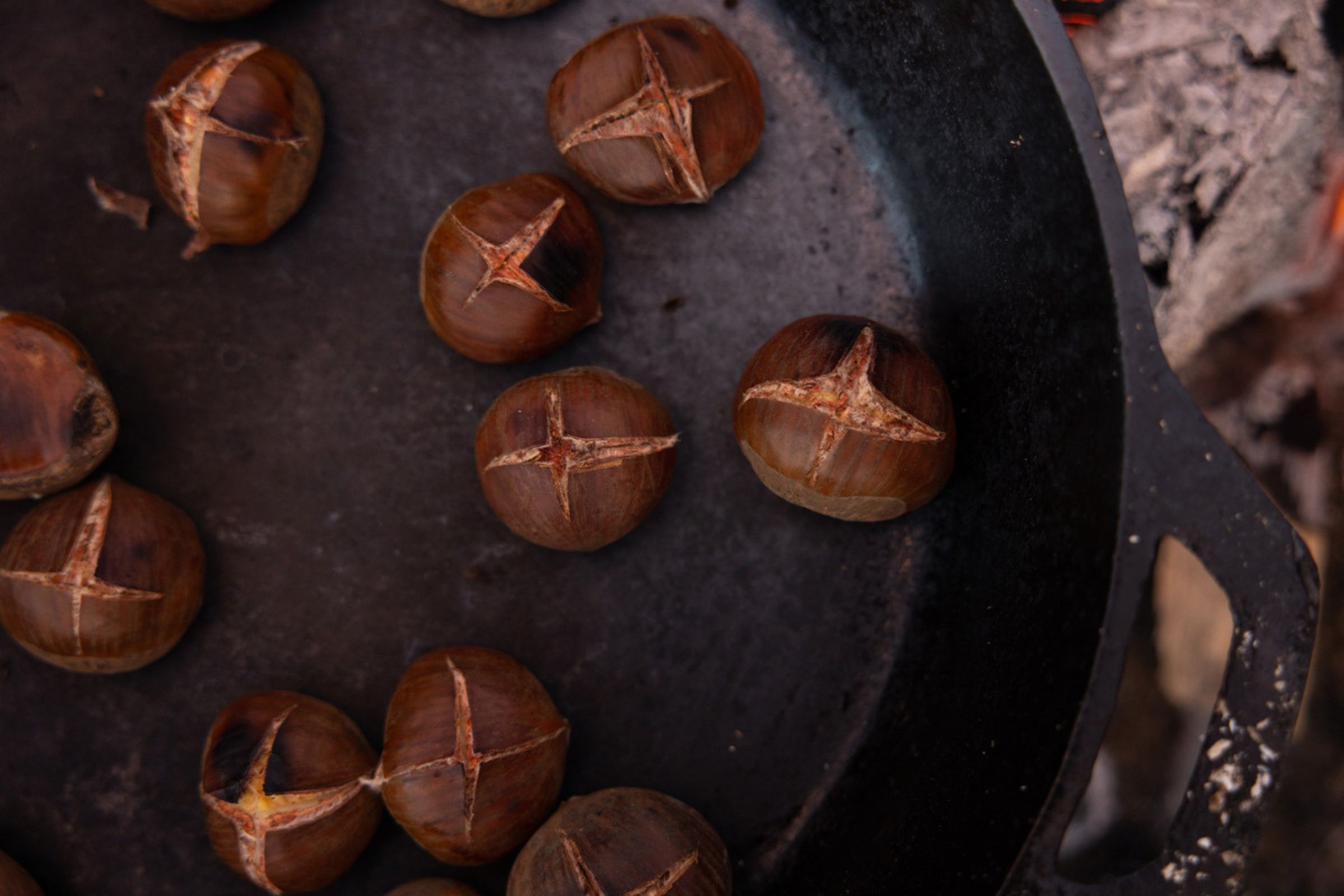 How to roast chestnuts in a cast iron skillet