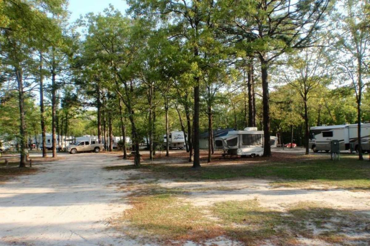 RVs parked at campground near Durham, NC