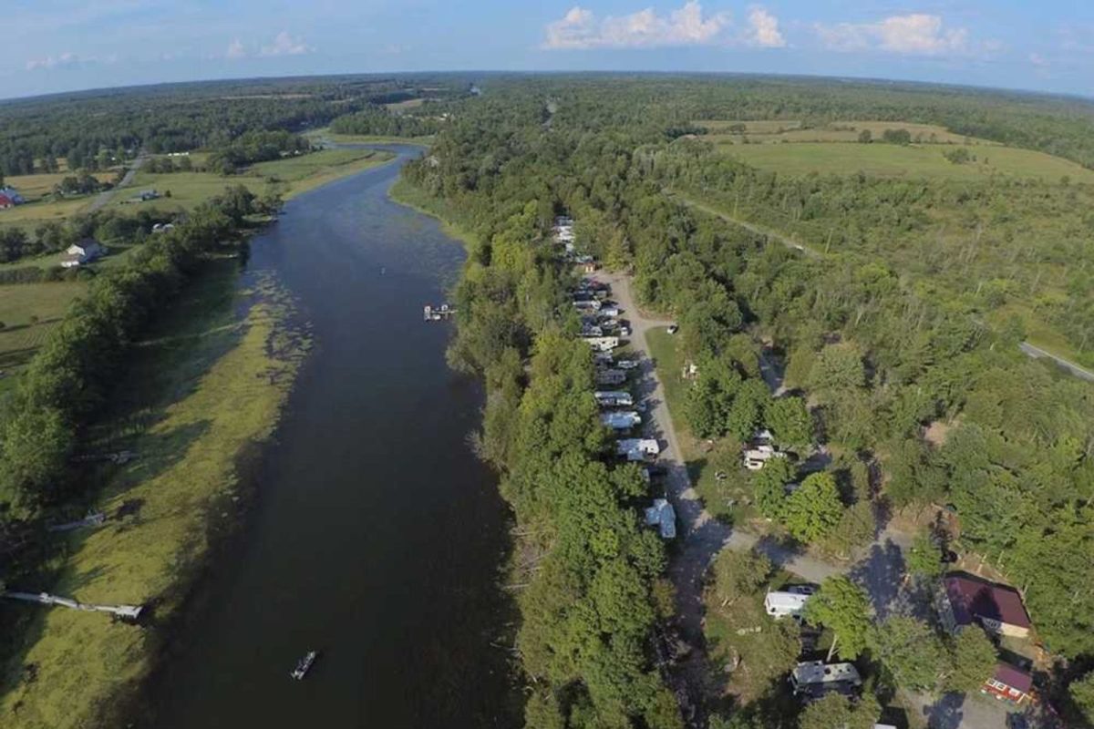 aerial view of river at RV campground near Rochester
