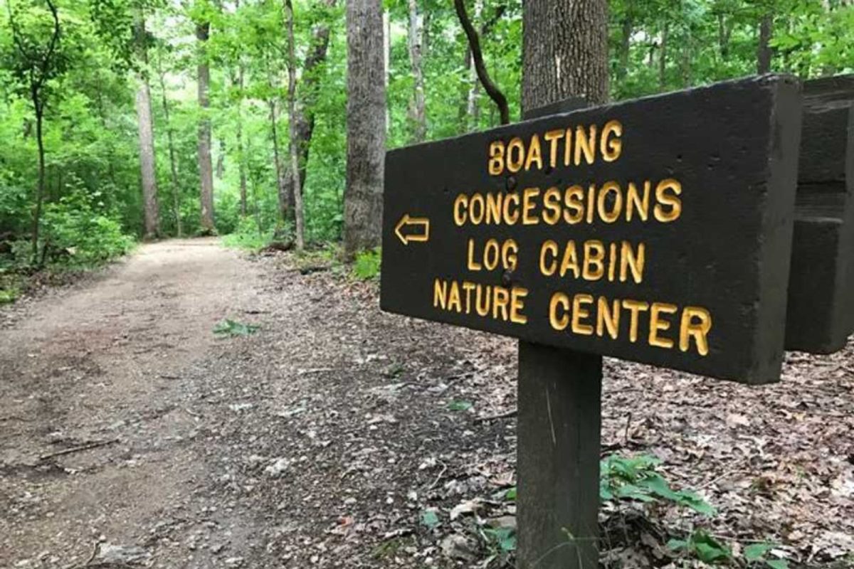 sign on trail pointing to Dan Nicholas Park in North Carolina