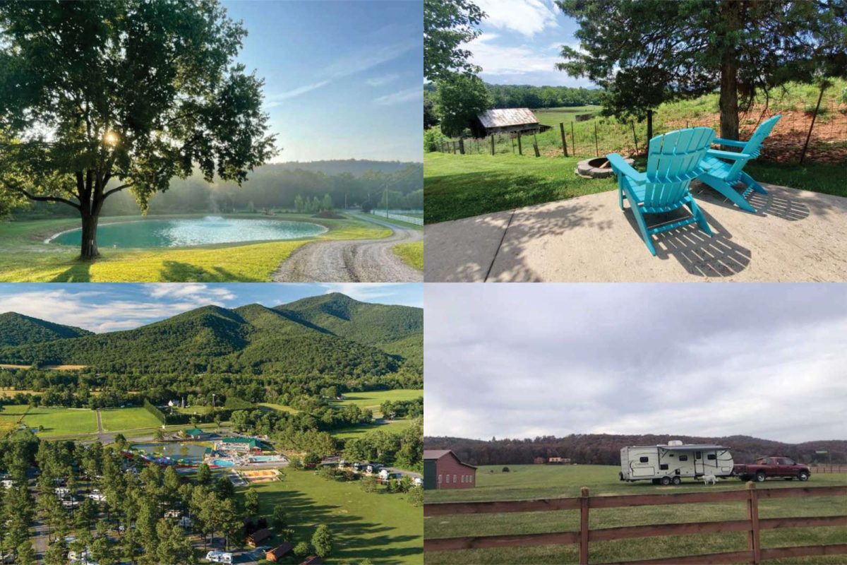 A collage of campgrounds near Shenandoah National Park. 