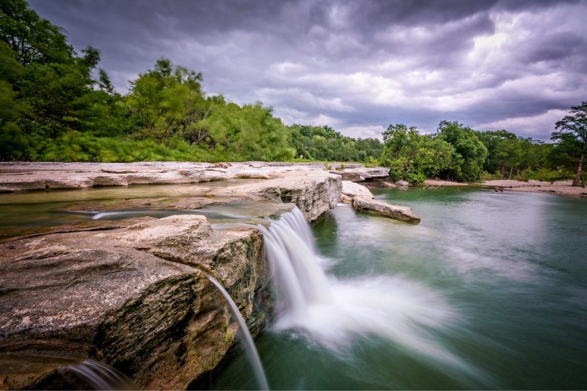 waterfall at McKinney Falls State Park in camping destination Austin, Texas