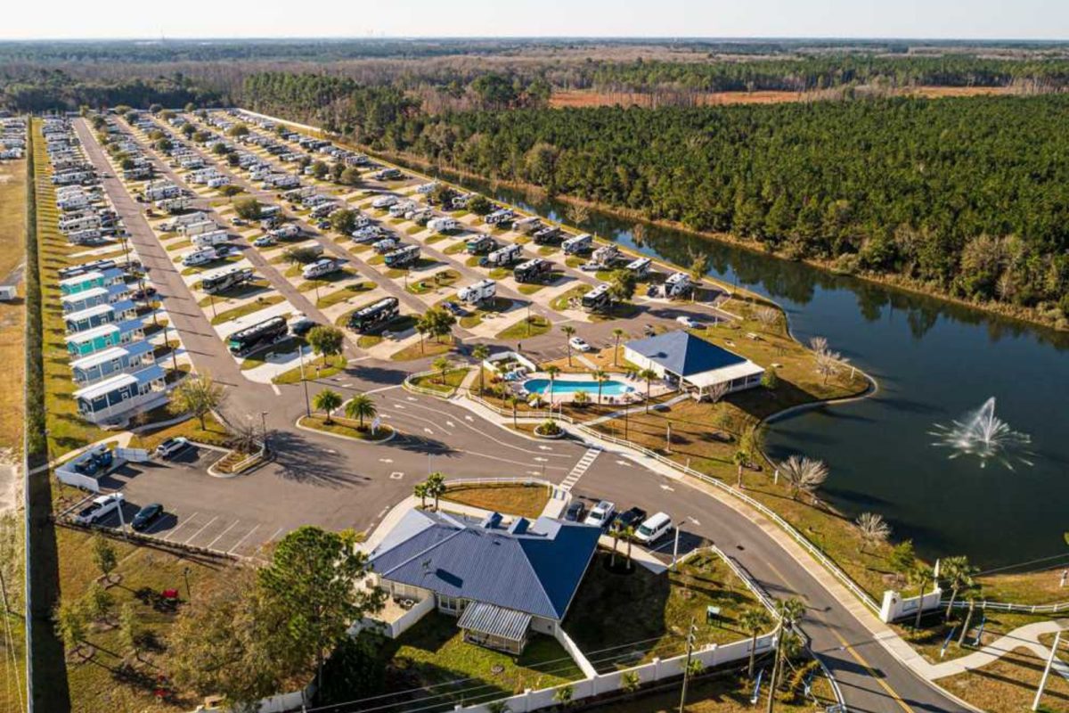 aerial view of Pecan Park campground