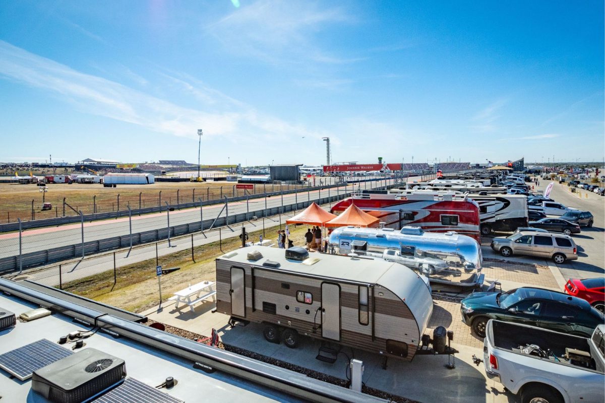 RVs parked into Circuit of the Americas, great spring break camping destination