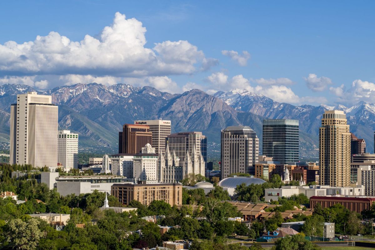 buildings and mountains in Salt Lake City, Utah, a top spring break destination